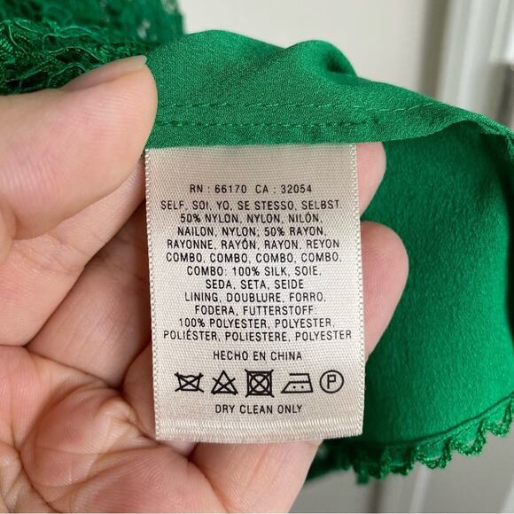 Leifsdottir Green Lace High Neck Bow Detail A Line Dress 2 - Picture 6 of 10